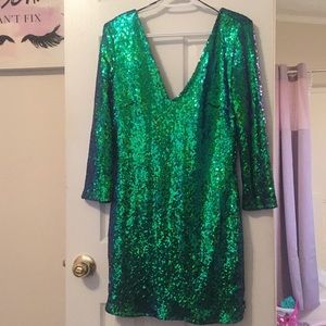 Green sequin dress xl